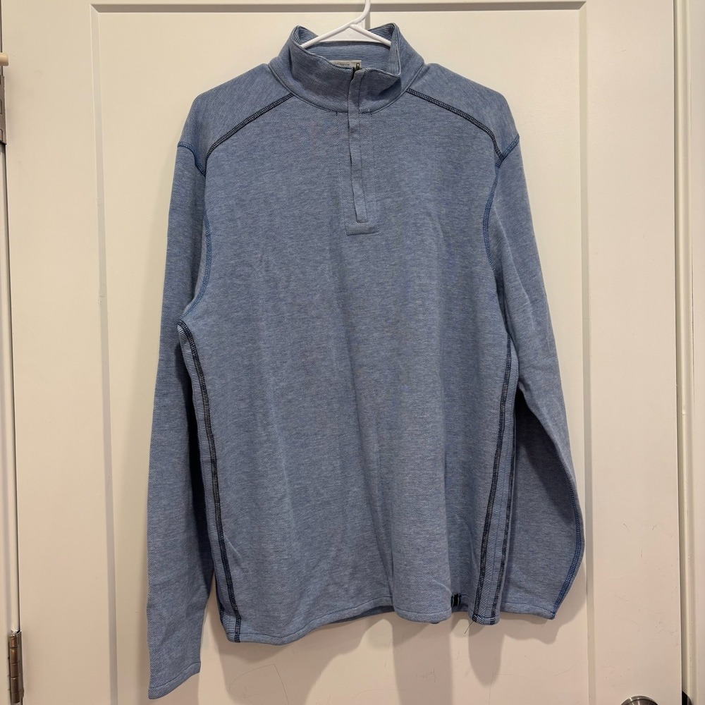 The Black Dog Mens Quarter Zip Pullover Light Blue Textured Knit Size Medium